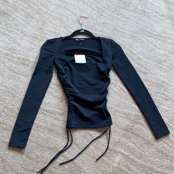 Zara‎ Ruched Square - Neck Long sleeve Top - Picture 6 of 11